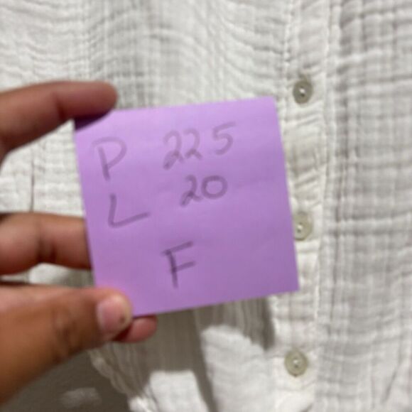 Natural Life Large White Ivory Button-Up Gauze Crop Top Shirt Beachy Embroidered - Picture 10 of 10